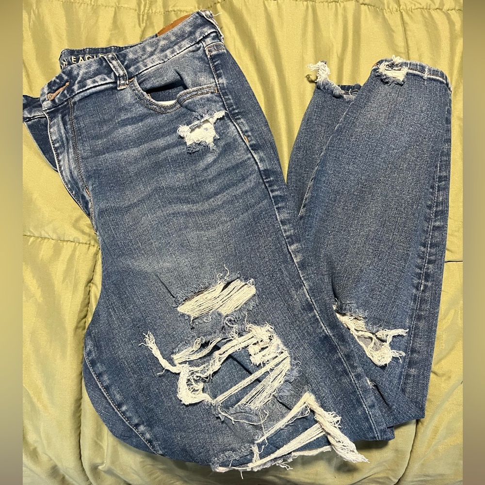 American Eagle Outfitters Ripped Blue Skinny Jeans